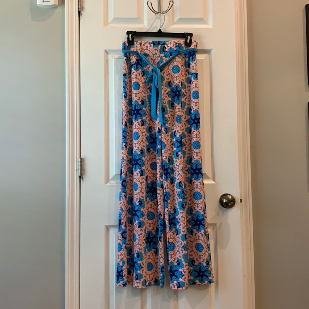 Tata Jolie Wide Leg Blue and Red Stretch Pants